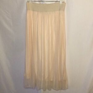 METRO WEAR blush colored sheer polyester long skirt with lining. Size M.